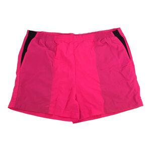 Vintage 1990s Elastic Waist Shorts Size Medium Neon Bright Hot Pink Beach M FLAW